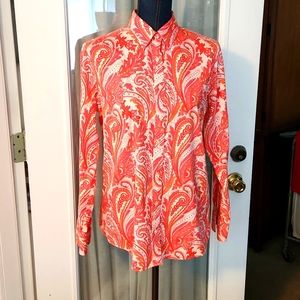 Lands' End 12Tall no iron paisley blouse